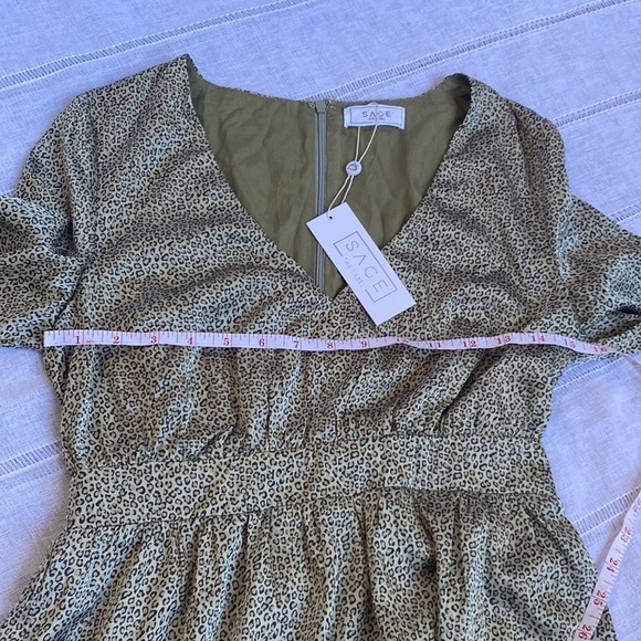 SAGE The Label NWT olive green cheetah mini dress. - Picture 12 of 14
